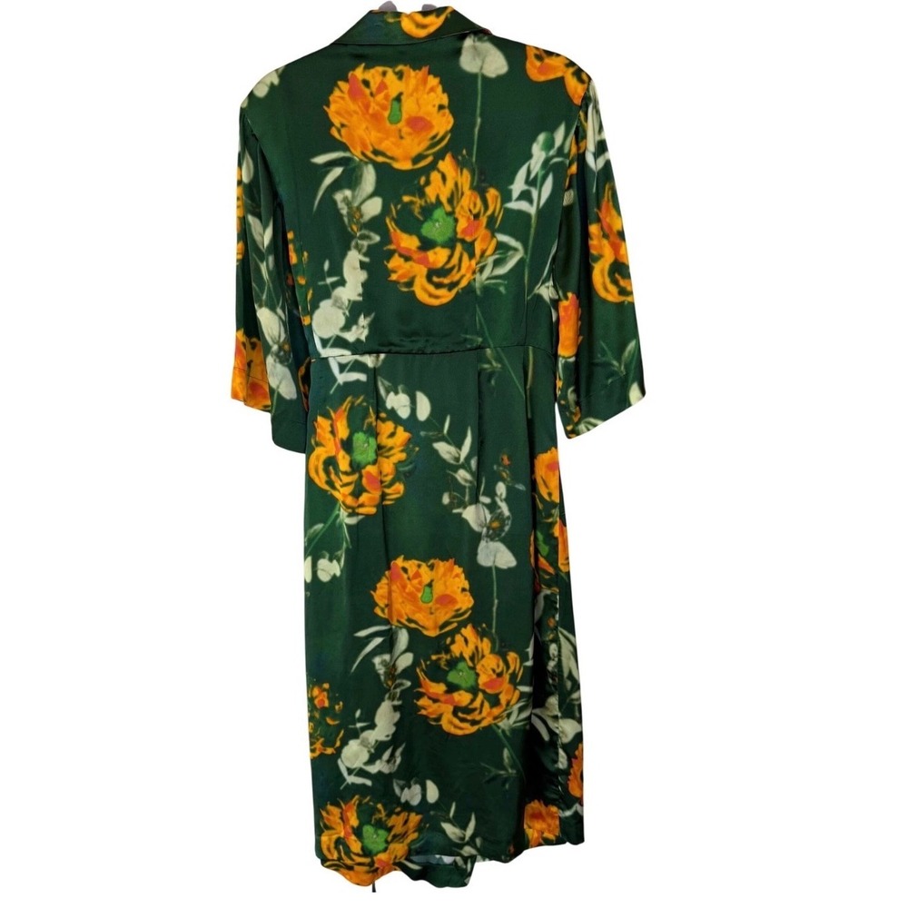 Dries Van Noten Dakola Printed Wrap Midi Dress Size 40 (US8) Green Floral Print - Picture 3 of 10
